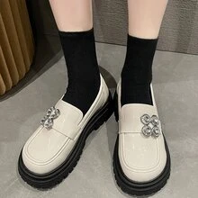 Zapatos gruesos de moda para mujeres con estilo universitario, adecuados para primavera, verano y otoño - Beis - Ver 2