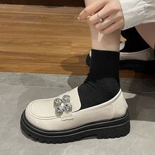 Zapatos gruesos de moda para mujeres con estilo universitario, adecuados para primavera, verano y otoño - Beis - Ver 3