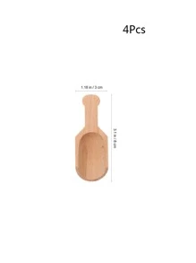 4pcs Wooden Round Handle Scoop Teaspoon Mini Small Salt Shovel Milk Powder Coffee Spoon Condiment Spoons Teaware Accessories - Apricot - View 7