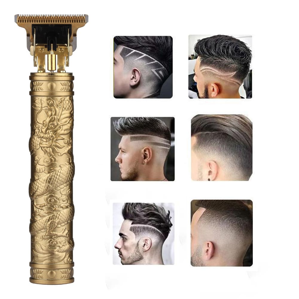 LARGNER全新產品T9電動理髮器雕刻疤痕理髮器剃刀油頭USB可充電金龍電動剃鬚刀鋅合金理髮器脫毛器 - 金色 - 查看 1