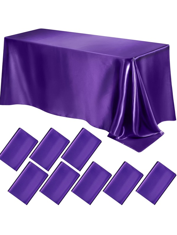 1pc Wine Red/Gold/Silver/Purple/Black/Green Imitated Silk Rectangular Tablecloth/Table Runner For Wedding, Party, Gathering, Restaurant