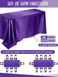 1pc Wine Red/Gold/Silver/Purple/Black/Green Imitated Silk Rectangular Tablecloth/Table Runner For Wedding, Party, Gathering, Restaurant - Purple - View 4