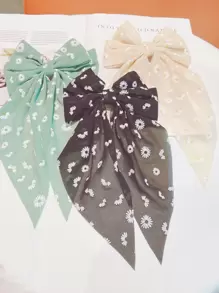 6个/套 可爱小花朵图案蝴蝶结发夹，带丝带，发饰，发卡，爪夹，学习用品，头部饰品 - 彩色 - 查看 4