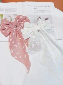 6个/套 可爱小花朵图案蝴蝶结发夹，带丝带，发饰，发卡，爪夹，学习用品，头部饰品 - 彩色 - 查看 3