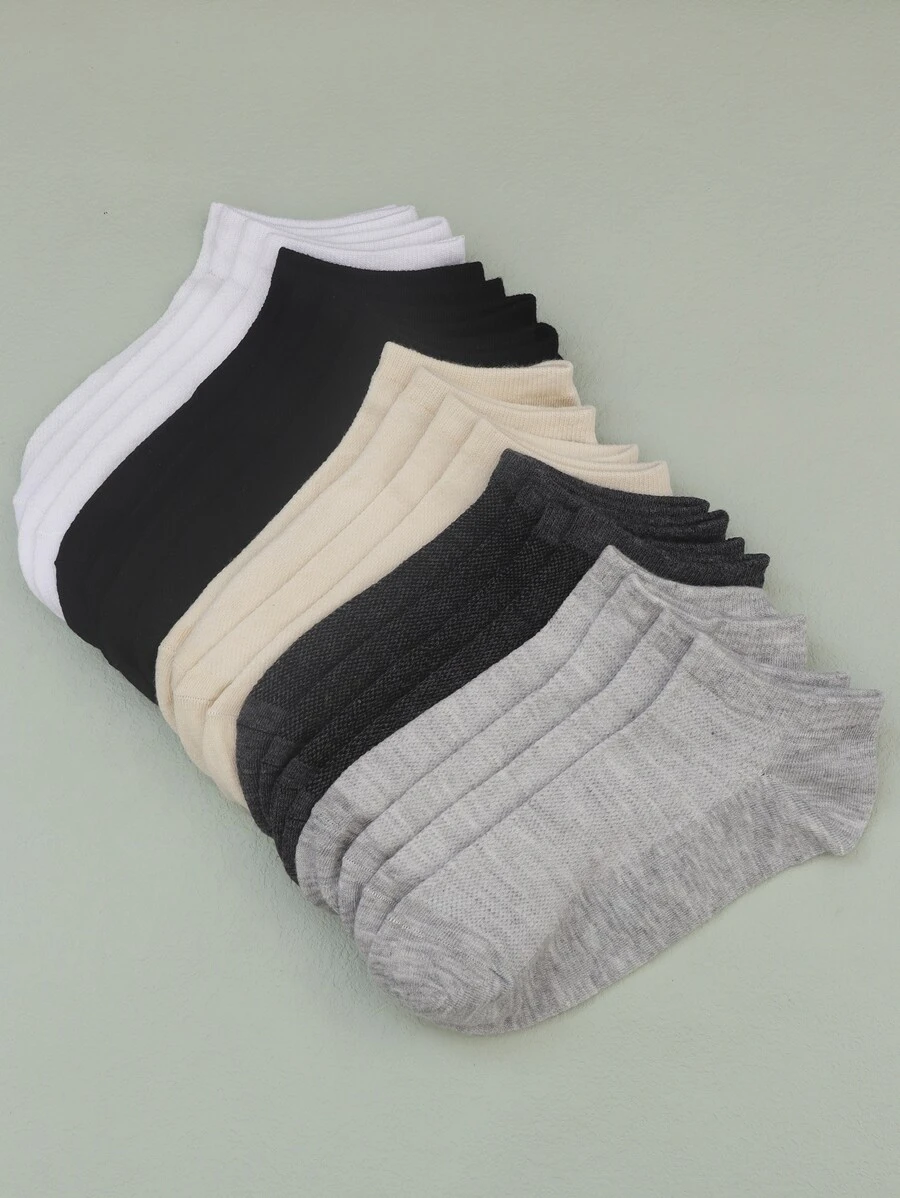 10 Pairs Women Short Socks, Casual Fashion Thin Shallow Socks For Summer, Ankle Socks - Multicolor - View 1