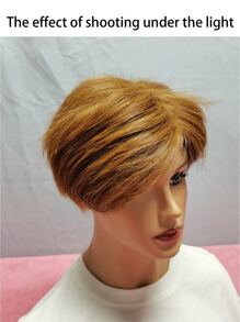 alta temperatura sedoso - rosa de malla - marrón rubio corto pelo lacio - - Multicolor - Ver 3