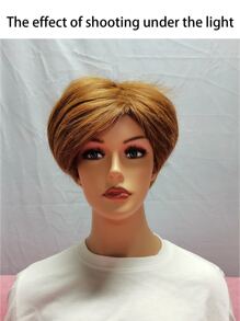 alta temperatura sedoso - rosa de malla - marrón rubio corto pelo lacio - - Multicolor - Ver 8