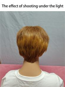alta temperatura sedoso - rosa de malla - marrón rubio corto pelo lacio - - Multicolor - Ver 5
