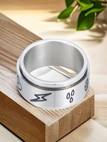 1 件时尚钛钢旋转戒指，派对舞蹈个性化戒指，男女通用不锈钢戒指，减压戒指，抗压力烦躁戒指，适合父亲节、生日、婚礼、周年纪念、圣诞节、情人节礼物，送给爱人、爸爸、男朋友、丈夫、朋友、同学、家人 - 8毫米-閃電 - 查看 3