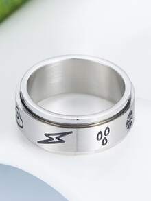 1 件时尚钛钢旋转戒指，派对舞蹈个性化戒指，男女通用不锈钢戒指，减压戒指，抗压力烦躁戒指，适合父亲节、生日、婚礼、周年纪念、圣诞节、情人节礼物，送给爱人、爸爸、男朋友、丈夫、朋友、同学、家人 - 8毫米-閃電 - 查看 5