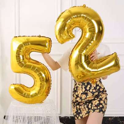 1pc,32 Inch Gold Number Balloon For Birthday, Wedding, Anniversary, Festival Decoration And Party Balloon