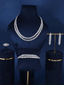 Classic Muslim Jewelry Set With Double Layer Necklace And Wheat Ear Design For Women's Date Mother's Day Gift   Al Adha - double chain - View 1