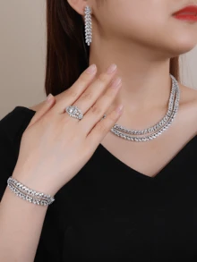 Classic Muslim Jewelry Set With Double Layer Necklace And Wheat Ear Design For Women's Date Mother's Day Gift   Al Adha - double chain - View 2