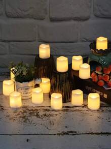 6 Piezas de Velas Votivas sin Llama, Velas Eléctricas Falsas sin Llama, Decoraciones de Mesa, Festival, Navidad, Regalo de San Valentín - Blanco - Ver 5