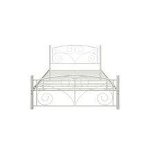 Full Size Unique Flower Sturdy System Metal Bed Frame with Headboard and Footboard - 白色 - 查看 3