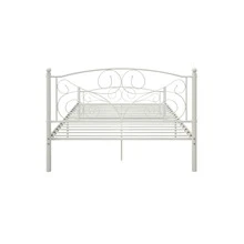 Full Size Unique Flower Sturdy System Metal Bed Frame with Headboard and Footboard - 白色 - 查看 7