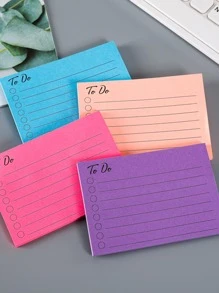 Random Color Simple Sticky Note Book, Student Grid Blank Pages Notebook, Reminder Label Sticker, Easy To Peel - Multicolor - View 1
