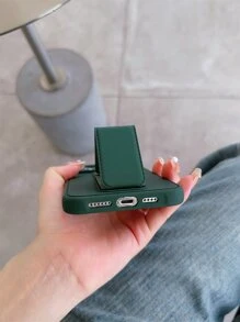 Apple With Phone Charm Solid Phone Case With Foldable Holder Waterproof Shockproof Anti-Fall Scratch Resistant - Olive Green - View 3