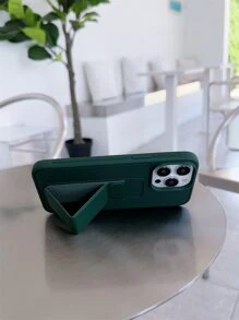 Apple With Phone Charm Solid Phone Case With Foldable Holder Waterproof Shockproof Anti-Fall Scratch Resistant - Olive Green - View 4