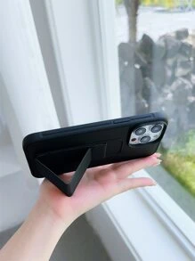 Apple Phone Holder Solid Phone Case With Foldable Holder Compatible With IPhone15/15Plus/15Pro/15Promax Waterproof Shockproof Anti-Fall Scratch Resistant - Black - View 4