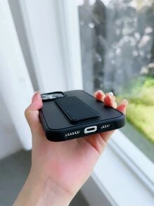 Apple Phone Holder Solid Phone Case With Foldable Holder Compatible With IPhone15/15Plus/15Pro/15Promax Waterproof Shockproof Anti-Fall Scratch Resistant - Black - View 2