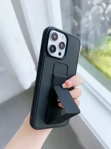 Apple Phone Holder Solid Phone Case With Foldable Holder Compatible With IPhone15/15Plus/15Pro/15Promax Waterproof Shockproof Anti-Fall Scratch Resistant - Black - View 3