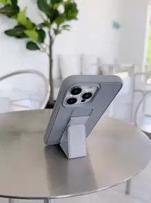Funda de teléfono sólida de Apple con soporte plegable, resistente al agua, a los golpes, a las caídas y a los arañazos - Gris - Ver 3