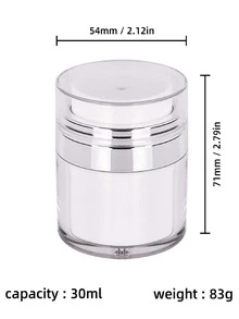 1pc Acrylic Press-type Vacuum Cream Bottle With Full-cover Packaging, For Lotion, Moisturizer, Etc. (15ml/ 30ml/ 50ml/ 100ml) - White - View 3