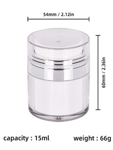 1pc Acrylic Press-type Vacuum Cream Bottle With Full-cover Packaging, For Lotion, Moisturizer, Etc. (15ml/ 30ml/ 50ml/ 100ml) - White - View 2