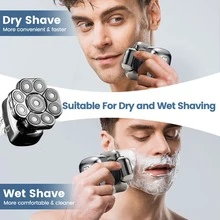 KOMINGDON 9D Electric Head Shaver For Bald Men Upgraded 5-In-1 IPX6 Waterproof Wet/Dry Grooming Kit Cordless Rechargeable Bald Head Razor For Home&Travel Gift - Silver - View 6