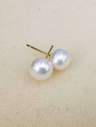 天然7-8毫米白色淡水珍珠及S925耳針耳環一對