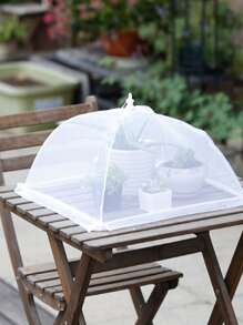 1 pièce de couvre-aliments pliable, dôme de protection pliable blanc pour table et plats, protecteur alimentaire pour la maison et l'extérieur