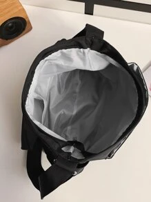 1 件复古风格邮差包斜挎包单肩包背包适合高中生大容量大学包夏季感恩节旅行假期包手提包骑行包腰包露营单肩包返校单肩包夏季包春假包斜挎包学校用品钱包侧包学生新生活用品男士必需品 - 黑色 - 查看 5