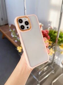 Contrast Frame Clear Phone Case - Pink - View 1