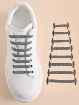 16 pezzi/confezione Lacci elastici in silicone grigio senza allacciatura per sneaker, scarpe casual, scarpe sportive, stivali da combattimento