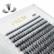 palmera Pestañas grupo Pestañas 240 piezas Pestañas postizas individuales 50D rizo D Extensiones de pestañas clústeres Pestañas Pestañas postizas individual DIY extensión de pestañas en casa ( 50D D ) - Negro - Ver 1