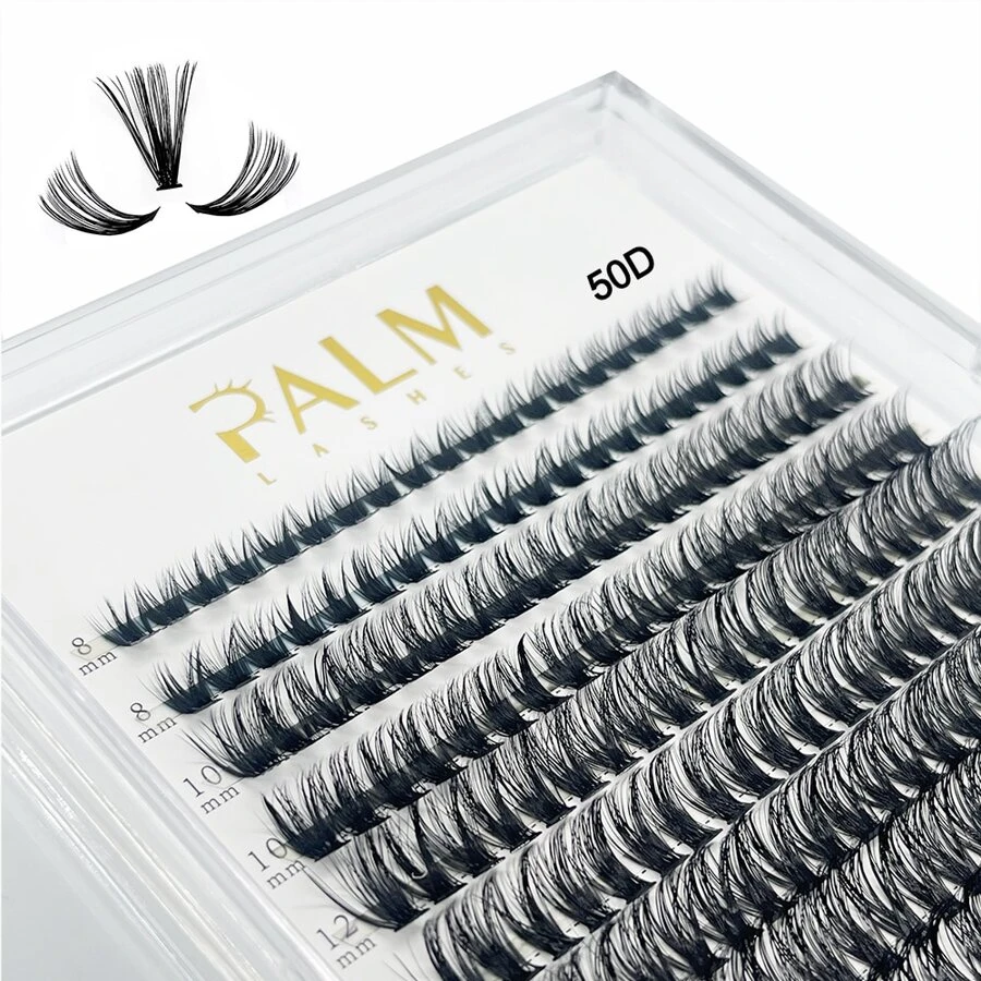 palmera Pestañas grupo Pestañas 240 piezas Pestañas postizas individuales 50D rizo D Extensiones de pestañas clústeres Pestañas Pestañas postizas individual DIY extensión de pestañas en casa ( 50D D ) - Negro - Ver 1