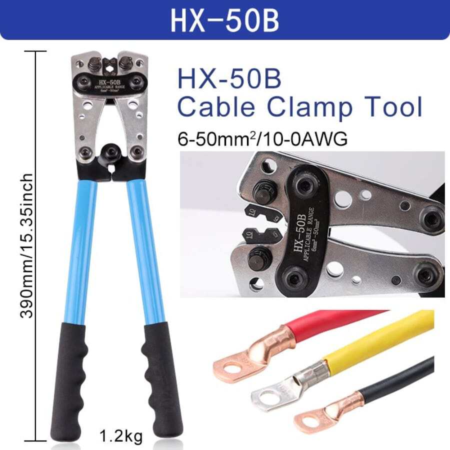 Crimping Pliers 6-50mm2/AWG 10-0 Tube Terminal Crimper Hex Crimp Tool Multitool Battery Cable Lug Cable Hand Tools HX-50B - Apricot - View 1
