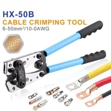 Crimping Pliers 6-50mm2/AWG 10-0 Tube Terminal Crimper Hex Crimp Tool Multitool Battery Cable Lug Cable Hand Tools HX-50B - Apricot - View 2