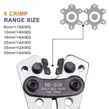 Crimping Pliers 6-50mm2/AWG 10-0 Tube Terminal Crimper Hex Crimp Tool Multitool Battery Cable Lug Cable Hand Tools HX-50B - Apricot - View 4