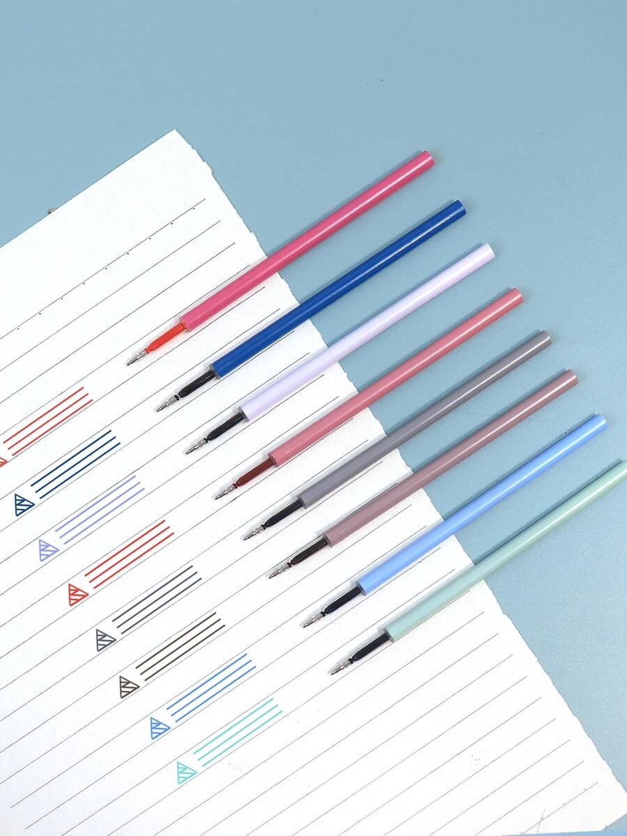 9pcs Colorful Retractable Ballpoint Pen - Multicolor - View 1