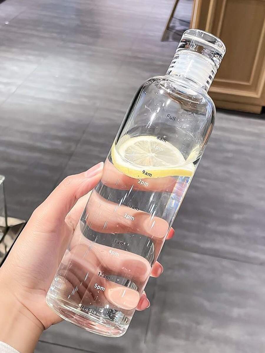 1入組透明耐熱便攜式時尚水瓶帶蓋、牛奶和果汁飲用玻璃 - 無色 - 查看 1