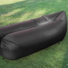 1pc Outdoor Inflatable Slouchy Sofa Bed Bag Portable Camping Mattress Lounge Chair, Black - Black - View 1