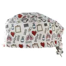 1 件可调节印花手术帽专业工作帽印有医院相关图案，短发工作帽，起防护作用，适用于医务人员、医生、护士等职业情人节
