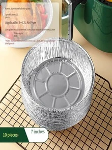 10入組/包空氣炸鍋鋁箔平底鍋錫紙平底鍋燒烤託盤戶外烤盤的多種尺寸 - 銀色 - 查看 6