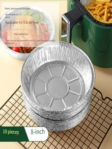 10入組/包空氣炸鍋鋁箔平底鍋錫紙平底鍋燒烤託盤戶外烤盤的多種尺寸 - 銀色 - 查看 8
