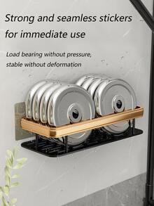 1 pieza Lavabo montado en la pared cuarto de baño estante para inodoro , ducha , , perforar necesario - Negro - Ver 8