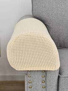 2pcs Elastic Sofa Armrest Covers, Thick Dustproof Protective Covers - Beige - View 5