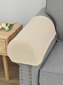 2pcs Elastic Sofa Armrest Covers, Thick Dustproof Protective Covers - Beige - View 1