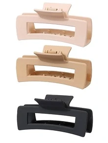 3入組女士中號髮卡，簡約時尚的髮飾品，適用於日常使用 - 彩色 - 查看 3